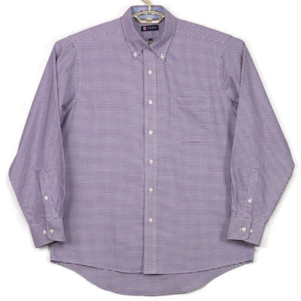 Chaps Classic Fit‎ Oxford Dress Shirt Red White Blue Size 16 16 1/2 34 35